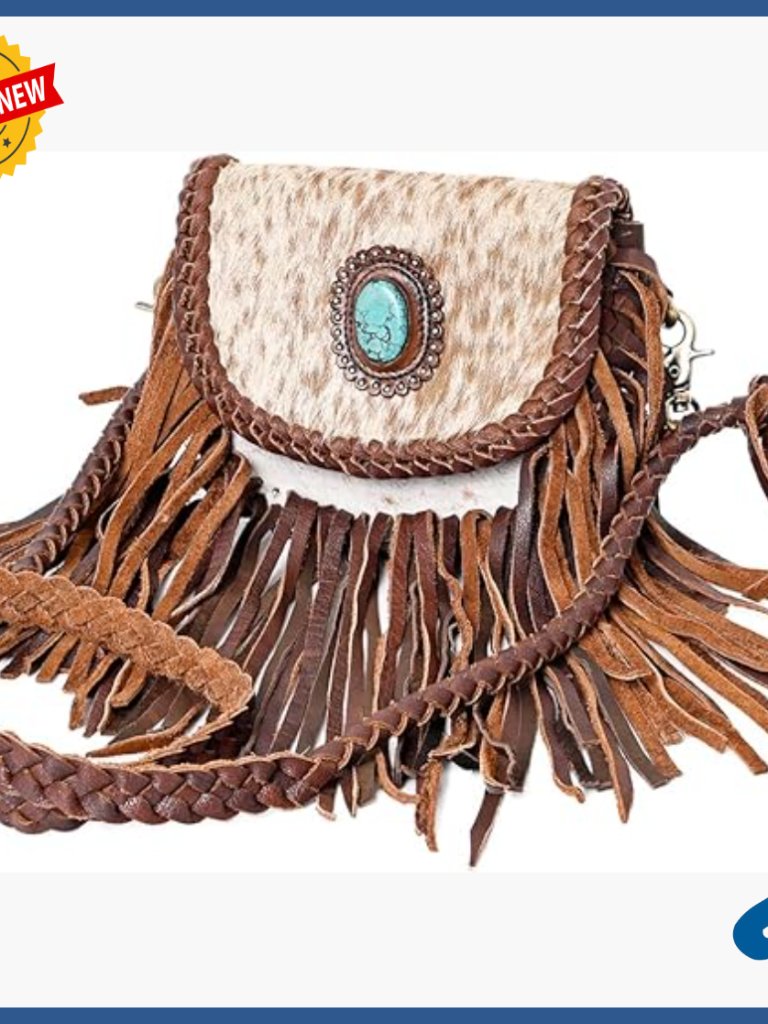 Genuine Leather Western Crossbody Bag With Fringe